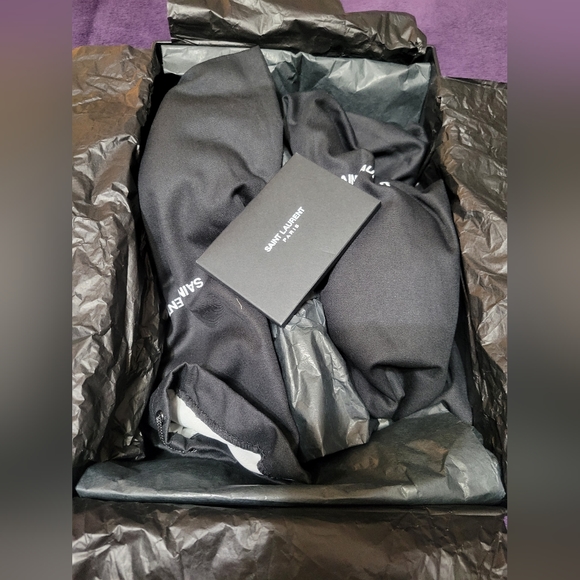 NIB Saint Laurent Tribute Genuine Shearling Heel Sandal - Picture 7 of 12